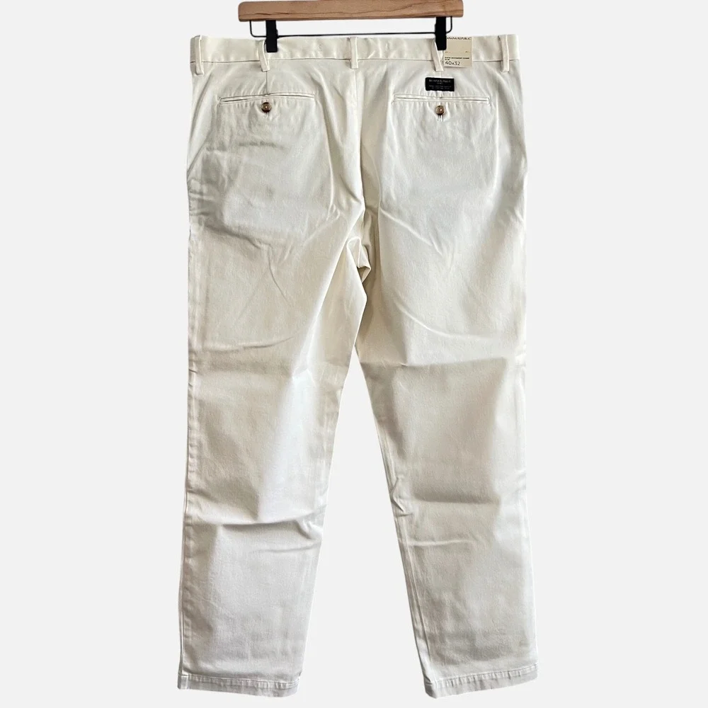 Banana Republic Rapid Movement Chino Slim 40x32 Off White Stretch Pants NWT